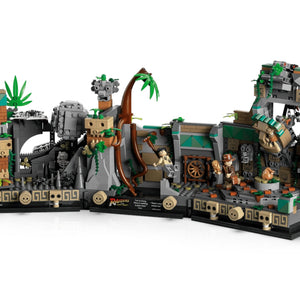 LEGO set with jungle theme and various elements on a white background