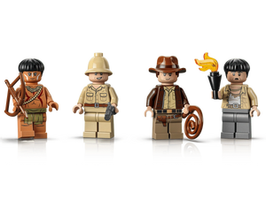 Four LEGO figures  on a white background