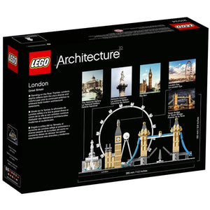 A Brick Apart LEGO Architecture London skyline set box showing iconic landmarks like Big Ben and Tower Bridge.