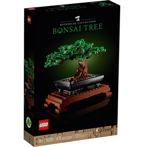 [box-front] A Brick Apart LEGO Icons Bonsai Tree building set box featuring a green leaf model on a wooden stand.