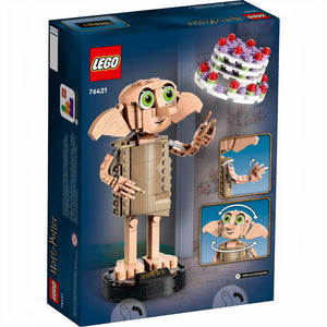 A Brick Apart LEGO Harry Potter Dobby the House-Elf buildable figure with posable limbs and display stand on box art
