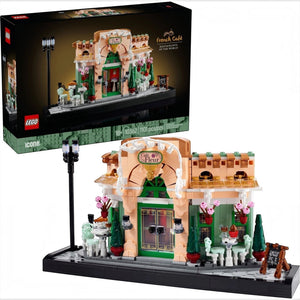 [box-set] A Brick Apart LEGO Icons French Café building set featuring a detailed bistro facade with flowerpots and streetlamp.