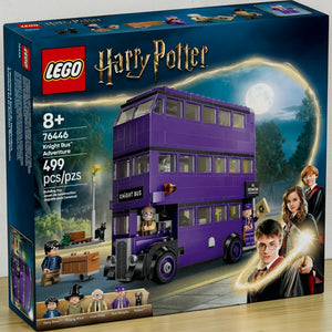 A Brick Apart LEGO Harry Potter Knight Bus Adventure set box featuring the purple triple-decker bus and minifigures.
