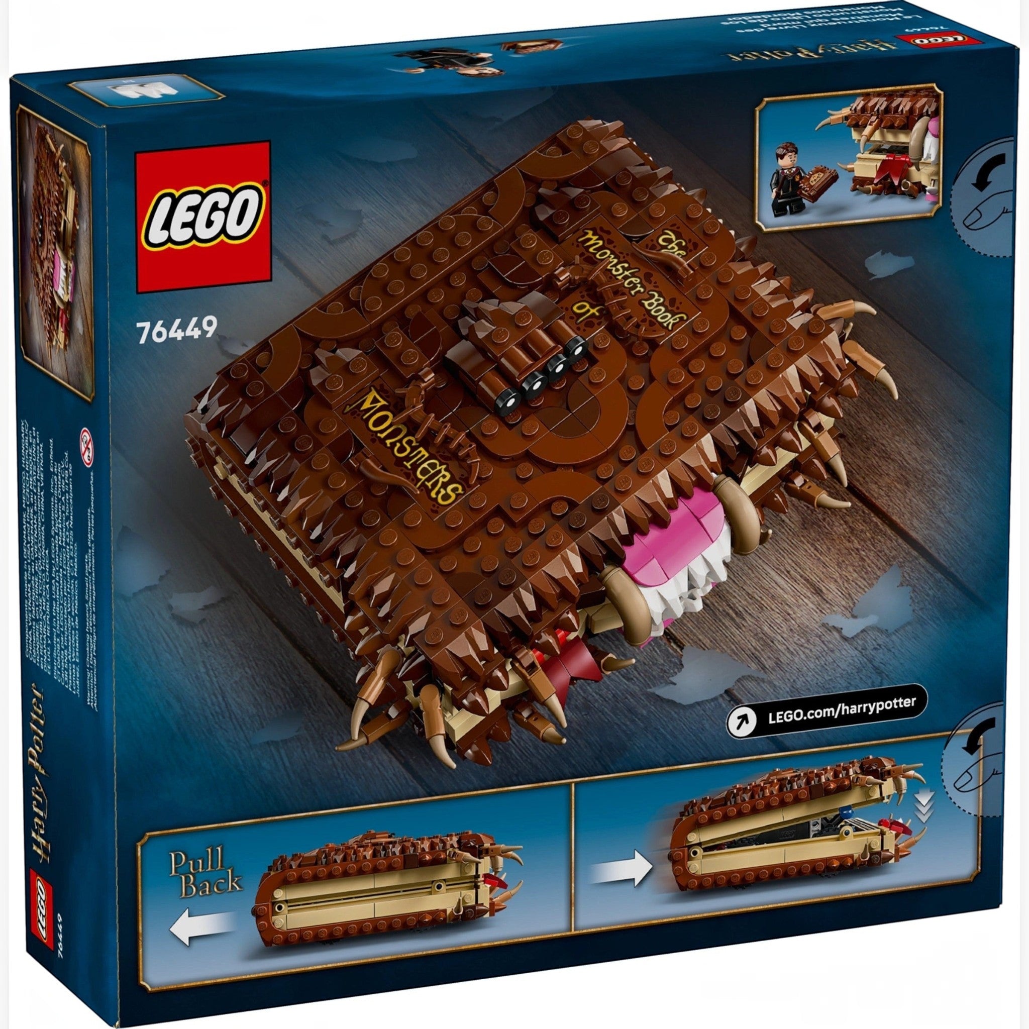 A Brick Apart LEGO Harry Potter Chomping Monster Book of Monsters set box showing the brick-built book and features.