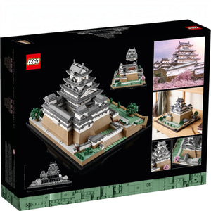 A Brick Apart LEGO Architecture Himeji Castle set box showing the detailed white and grey model with cherry trees.