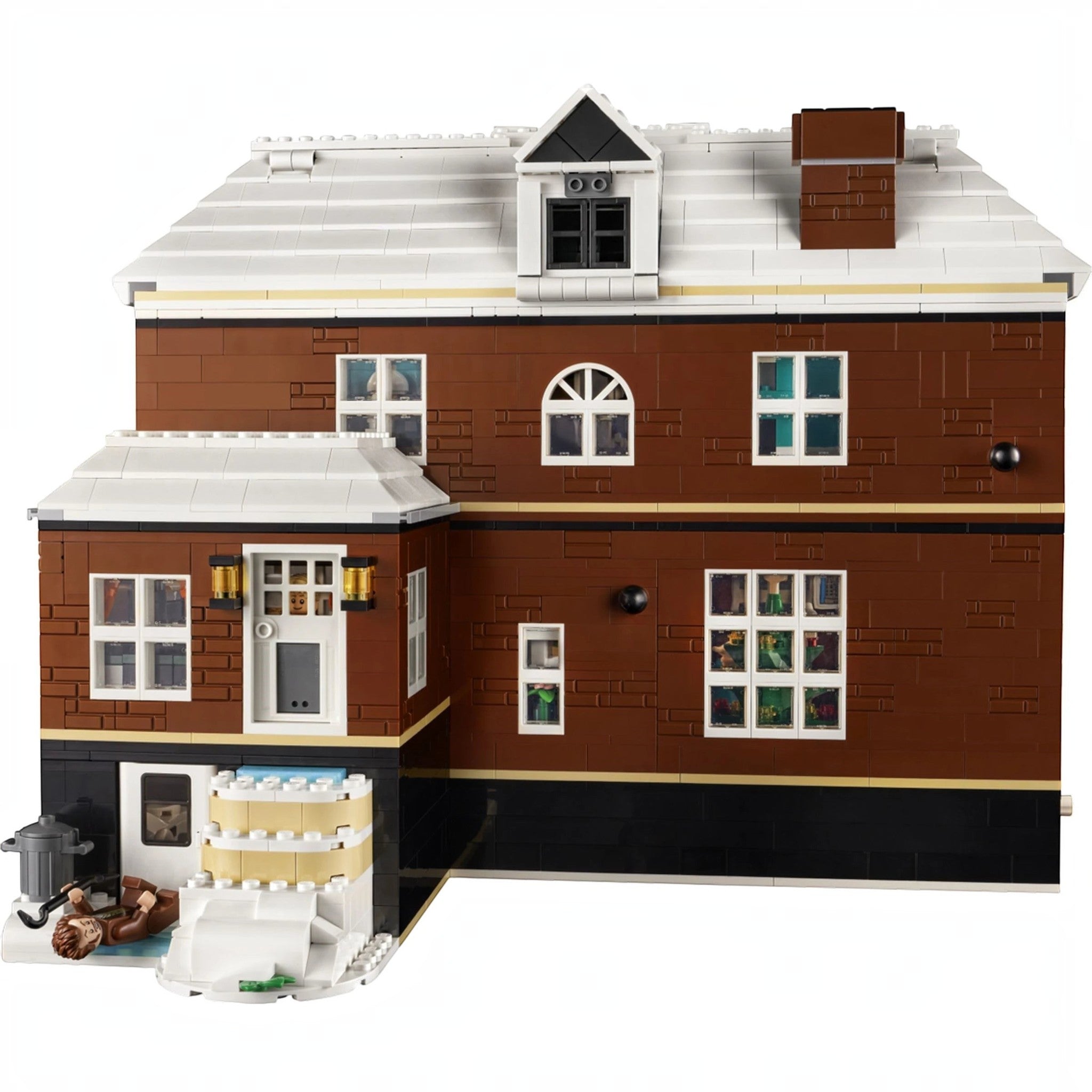 A Brick Apart LEGO Ideas Home Alone McCallisters house set with snowy roof and detailed brick exterior