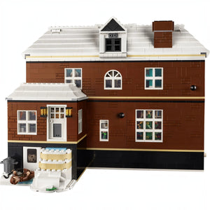 A Brick Apart LEGO Ideas Home Alone McCallisters house set with snowy roof and detailed brick exterior