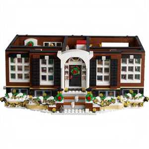 A Brick Apart LEGO Ideas Home Alone McCallisters house set featuring festive holiday decorations and snowy details.