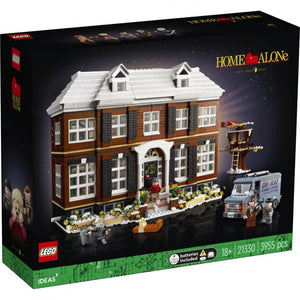 A Brick Apart LEGO Ideas Home Alone set box featuring the McCallisters house, minifigures, and the Oh-Kay plumbing van.