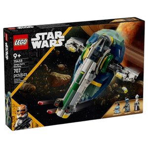 [box-front] A Brick Apart LEGO Star Wars Jango Fett's Starship set with minifigures, service cart, and detailed building box.