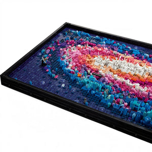 A Brick Apart LEGO Art The Milky Way Galaxy 3D wall art set featuring vibrant layered bricks in a rectangular frame.