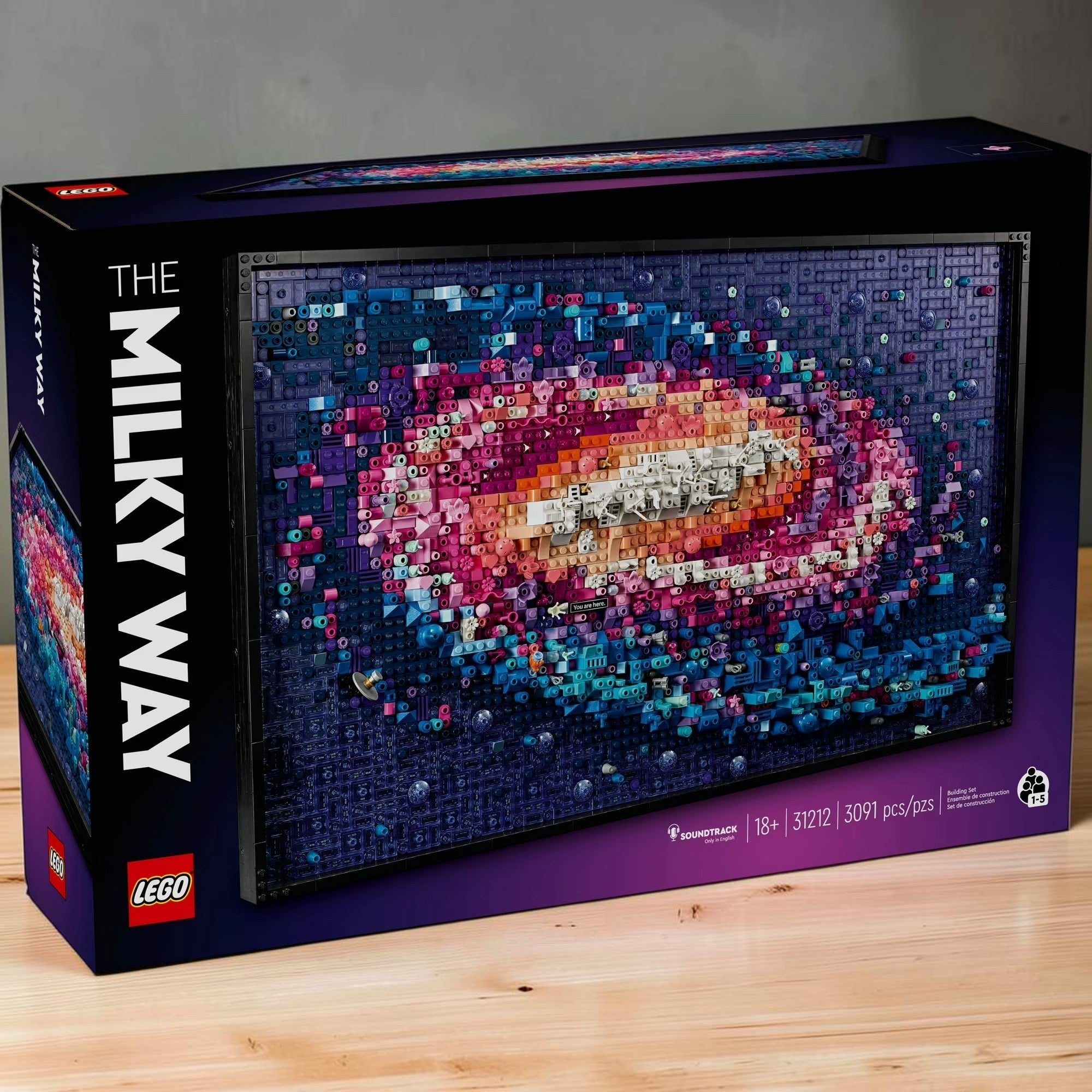 A Brick Apart LEGO Art The Milky Way Galaxy 3D wall art set box featuring a vibrant, layered space-themed brick design.