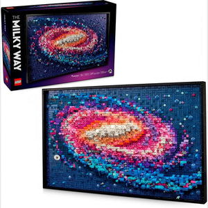 A Brick Apart LEGO Art The Milky Way Galaxy 3D wall art set featuring a vibrant, layered spiral galaxy design.