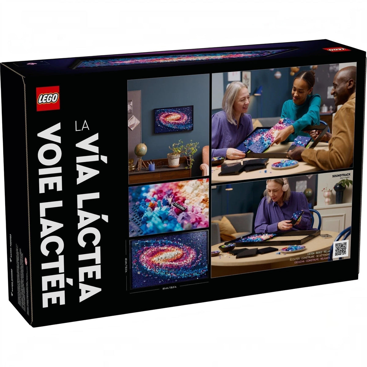 [box-back] A Brick Apart LEGO Art The Milky Way Galaxy set box showing the 3D space-themed wall art and people building together.