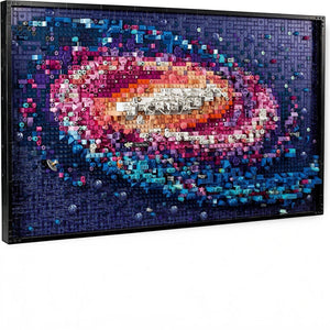 A Brick Apart LEGO Art The Milky Way Galaxy wall art set featuring a 3D layered space design with vibrant colors.