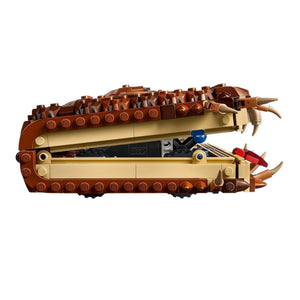 [built-detail] A Brick Apart LEGO Harry Potter Monster Book of Monsters showing the brown brick-built book closed and in chomping action