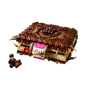 A Brick Apart LEGO Harry Potter Monster Book of Monsters set with a Neville Longbottom minifigure on a black background
