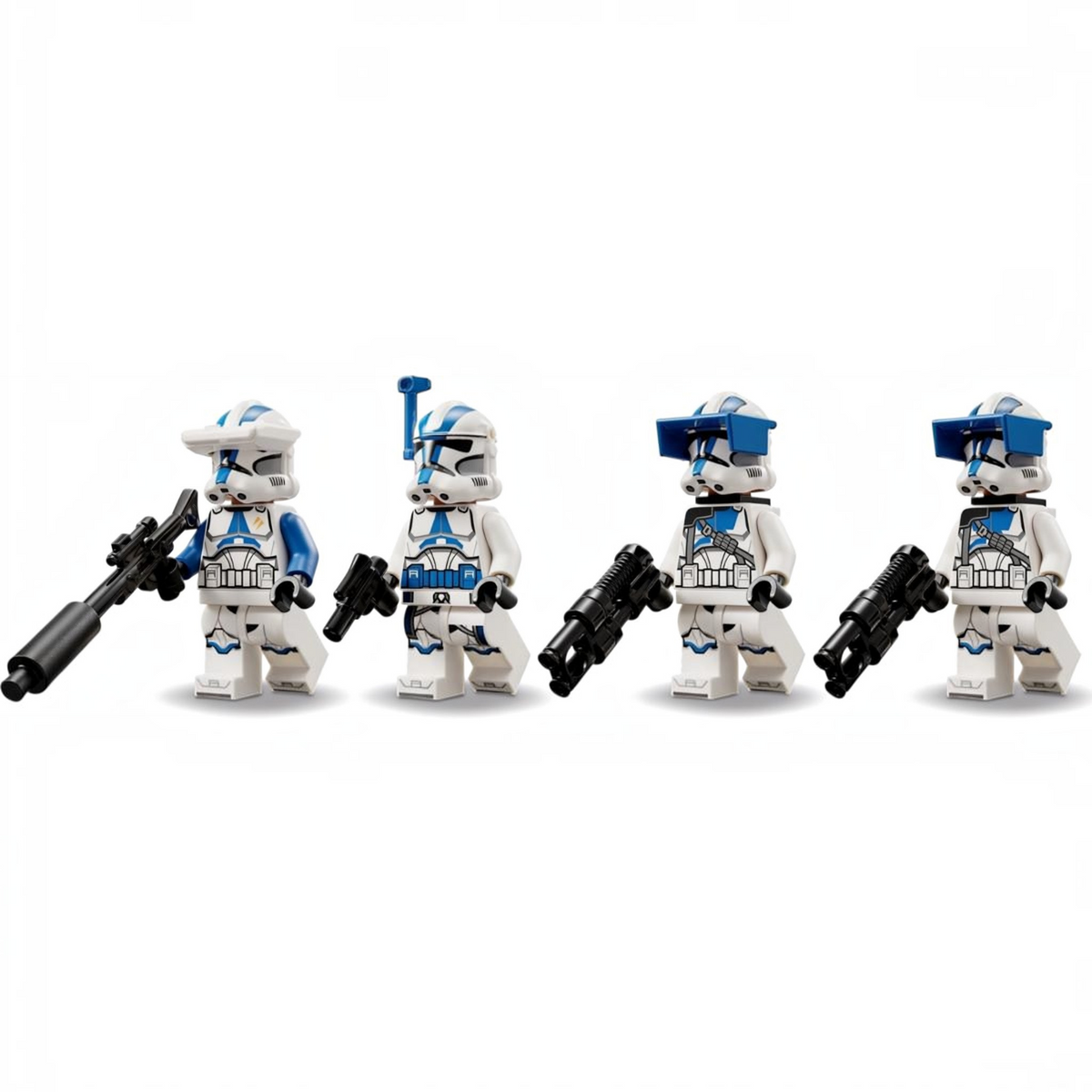 [minifig] A Brick Apart LEGO Star Wars 501st Clone Troopers minifigures including an officer, specialist, and two heavy troopers.