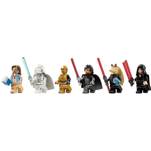 [minifig] A Brick Apart LEGO Star Wars minifigure collection including Darth Jar Jar, Jedi Vader, and Beach Luke with accessories
