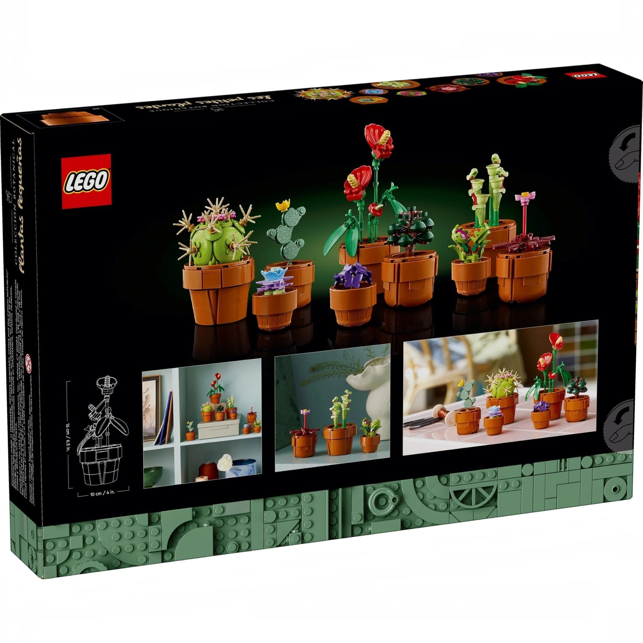 A Brick Apart LEGO Icons Tiny Plants set box showing nine buildable botanical models in terracotta-colored pots.