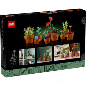 A Brick Apart LEGO Icons Tiny Plants set box showing nine buildable botanical models in terracotta-colored pots.